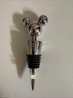 Disney- Chrome Mouse Head Bottle Stopper - Silver and Black